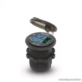   Szivargyújtó helyére beépíthető USB aljzat, kék LED világítással, csavaros kivitel, 1 x USB 5 V / max. 2,1 A (54927BL)