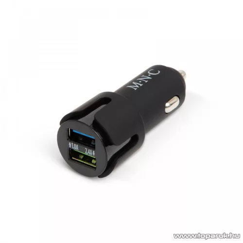 M.N.C Autós szivargyújtó adapter, 2 x USB aljzattal, fekete (54931BK)