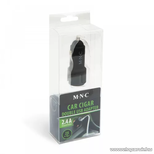 M.N.C Autós szivargyújtó adapter, 2 x USB aljzattal, fekete (54931BK)