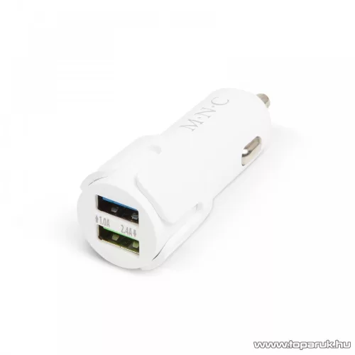 M.N.C Autós szivargyújtó adapter, 2 x USB aljzattal, fehér (54931WH)