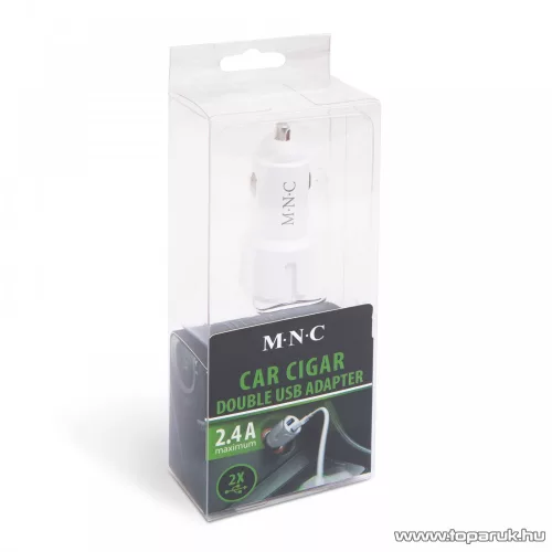 M.N.C Autós szivargyújtó adapter, 2 x USB aljzattal, fehér (54931WH)