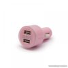 Autós szivargyújtó adapter 2 USB aljzattal, pink (rózsaszín)