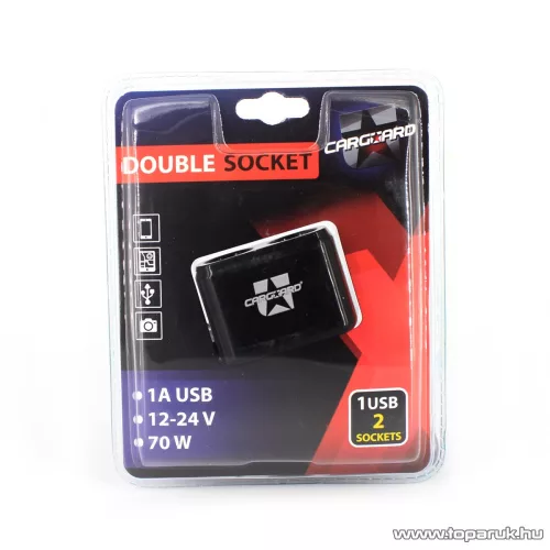 Carguard 55050 Szivargyújtó aljzatba csatlakoztatható 2-es elosztó + 1A USB csatlakozás