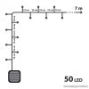 Kültéri napelemes kerti 50 LED-es égősor, fényfüzér, hideg fehér színű világítással, 7 m (55210B)