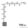 Kültéri napelemes kerti 100 LED-es égősor, fényfüzér, hideg fehér színű világítással, 11,4 m (55211B)