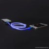 Apple iPhone SE, 5, 5S, 5C, 6, 6 plus / iPod / iPad USB világító adatkábel és töltőkábel, 1 méter, kék színű világítással