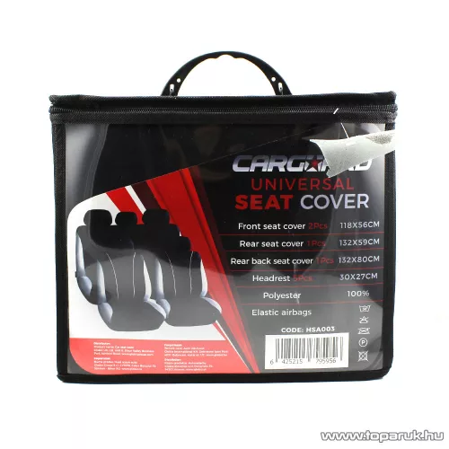 Carguard 55670GY Autós üléshuzat szett, 9 db-os, szürke / fekete (HSA003)