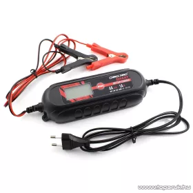   Carguard 55777B LCD kijelzős automata akkumulátor töltő (akkutöltő) autó és motor akkumulátorokhoz, 1 A (6V), 4 A (12V)