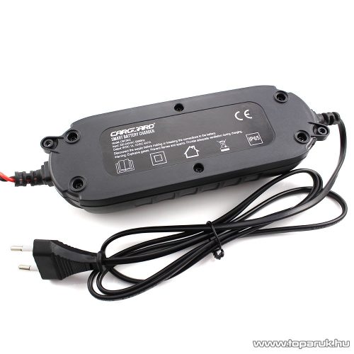 Carguard 55777B LCD kijelzős automata akkumulátor töltő (akkutöltő) autó és motor akkumulátorokhoz, 1 A (6V), 4 A (12V)