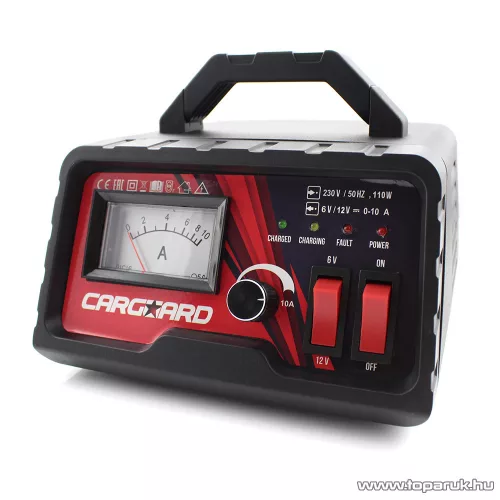 Carguard 55777C LCD kijelzős automata akkumulátor töltő (akkutöltő) autó és motor akkumulátorokhoz, 1 A (6V), 4 A (12V)