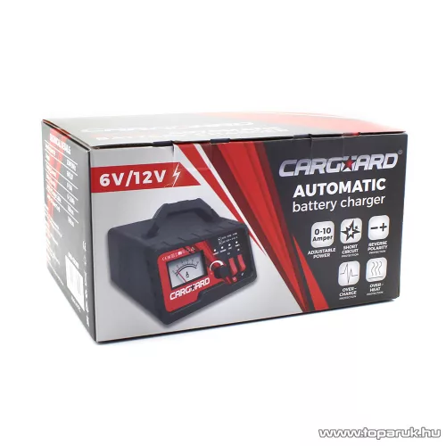 Carguard 55777C LCD kijelzős automata akkumulátor töltő (akkutöltő) autó és motor akkumulátorokhoz, 1 A (6V), 4 A (12V)