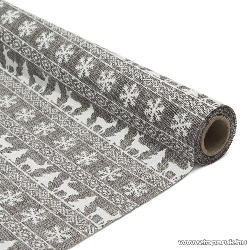 Asztali futó asztaldísz, karácsonyi, 28 x 180 cm, szürke