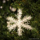  Fenyőfára, girlandra akasztható dekor hópehely, karácsonyfadísz, 15 cm, 6 db / csomag (55979)