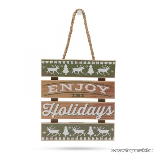 Enjoy the Holidays Karácsonyi felakasztható fa tábla dekoráció, 22,2 x 19,6 cm