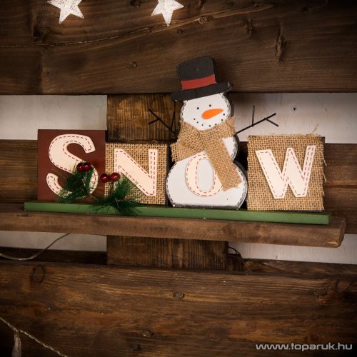 Karácsonyi polcdísz hóemberrel, 32 x 15,2 cm (55995B)