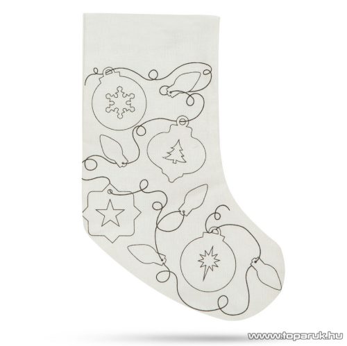 Színezhető mikulás zokni, Fényfüzér mintával, 33 x 24 cm