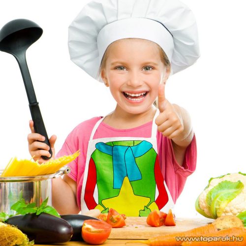 Színezhető karácsonyi gyermek kötény, Mikulás és kicsi segítője mintával, 56 x 34 cm