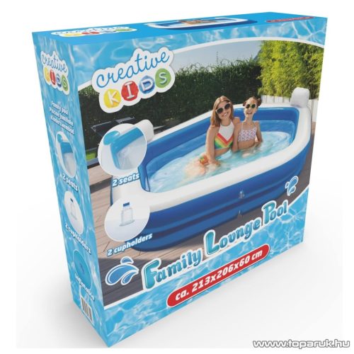 Creative Kids felfújható kerti családi medence ülésekkel és pohártartóval, 213 x 206 x 60 cm (47612)