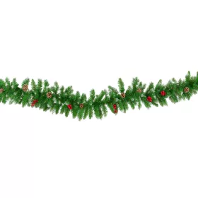   NORTH POLE Snowy Green Garland Zöld műfenyő girland műhő, toboz és fagyöngy dekorációval, 200 cm (KGR 520)