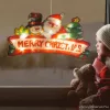 Beltéri MERRY CHRISTMAS feliratú ablakdísz, 20 db meleg fehér LED izzóval (56530A)