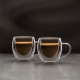   Vog & Arths 57176A Duplafalú cappucino üveg csésze, kávés pohár, 80 ml, 2 db / doboz