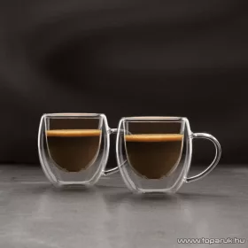   Vog & Arths 57176A Duplafalú cappucino üveg csésze, kávés pohár, 80 ml, 2 db / doboz