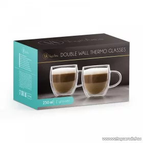   Vog & Arths 57176B Duplafalú cappucino üveg csésze, kávés pohár, 250 ml, 2 db / doboz