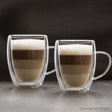   Vog & Arths 57176C Duplafalú cappucino üveg csésze, kávés pohár, 350 ml, 2 db / doboz