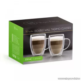   Vog & Arths 57176C Duplafalú cappucino üveg csésze, kávés pohár, 350 ml, 2 db / doboz