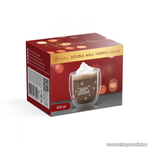 Vog & Arths 57176E Karácsonyi duplafalú üveg pohár, 300 ml