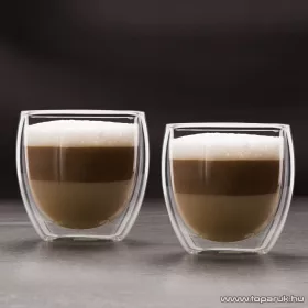   Vog & Arths 57176J Duplafalú cappuccino üvegpoház, kávés csésze, fül nélkül design, 250 ml (2 db / csomag)