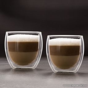   Vog & Arths 57176J Duplafalú cappuccino üvegpoház, kávés csésze, fül nélkül design, 250 ml (2 db / csomag)