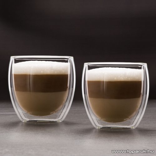 Vog & Arths 57176J Duplafalú cappuccino üvegpoház, kávés csésze, fül nélkül design, 250 ml (2 db / csomag)