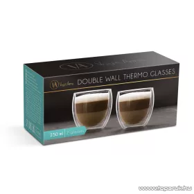   Vog & Arths 57176J Duplafalú cappuccino üvegpoház, kávés csésze, fül nélkül design, 250 ml (2 db / csomag)
