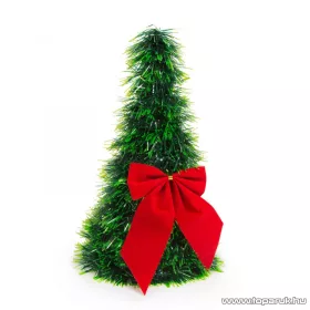   DARK MINI PINE asztali műfenyő masnival, sötétézöld, 26 cm (KFG 002)