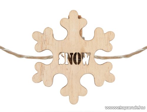 Hópehely alakú fa csipeszes karácsonyi dekor fényfüzér meleg fehér LED-del (58010B)