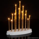   Karácsonyi beltéri elemes LED gyertya ablakdísz dekoráció, 16 LED, melegfehér világítással (58040A)