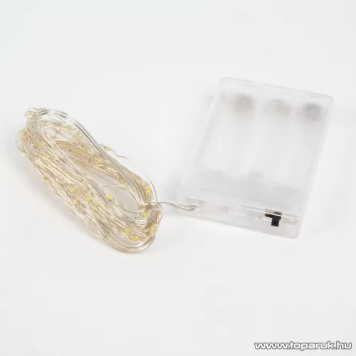 HOME ML 50/M Beltéri 50 db fényesen ragyogó, pontszerű Micro LED-es elemes fényfüzér, 490 cm hosszú, színes világítással