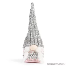   Karácsonyi skandináv manó dekoráció, szürke sapkával, 22 cm magas