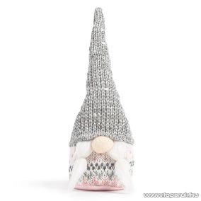   Karácsonyi skandináv manó dekoráció, szürke sapkával, 22 cm magas