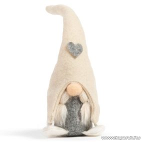   Karácsonyi skandináv manó dekoráció, bézs sapkával, 28 cm magas