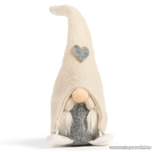 Karácsonyi skandináv manó dekoráció, bézs sapkával, 28 cm magas