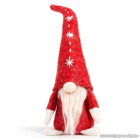   Karácsonyi skandináv manó dekoráció, piros sapkával, 28 cm magas
