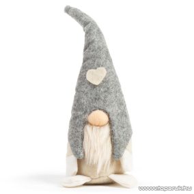   Karácsonyi skandináv manó dekoráció, szürke sapkával, 28 cm magas