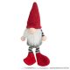 Karácsonyi skandináv manó dekoráció lógó lábakkal, piros sapkával, 20 cm magas