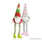   Karácsonyi skandináv manó dekoráció lógó lábakkal, zöld-piros sapkával, 50 cm magas