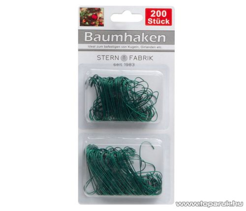 Karácsonyfadísz, szaloncukor akasztó, zöld színű, 200 db/csomag (58059A)