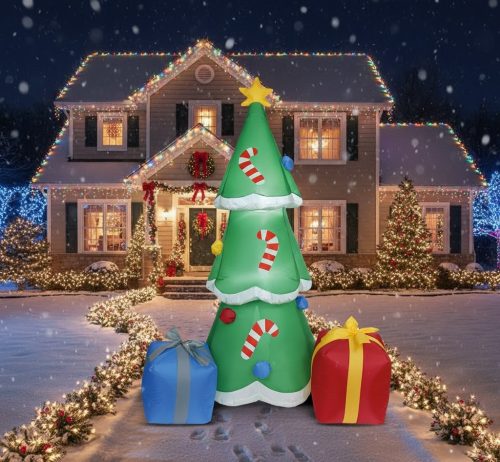 Kültéri felfújható világító Karácsonyfa, IP44, 180 cm magas (58067E)