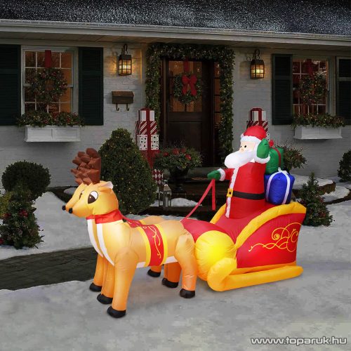 Kültéri felfújható világító Mikulás szán, IP44, 230 cm hosszú (58067H)