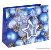 Karácsonyi ajándéktasak, kék karácsonyfadíszek design (58075D)